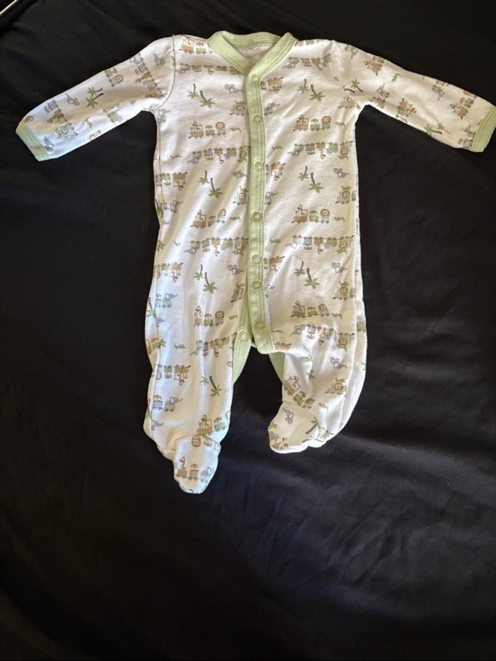 Baby Footed One-Piece in Light Green and White - Cozy Sleep & Play